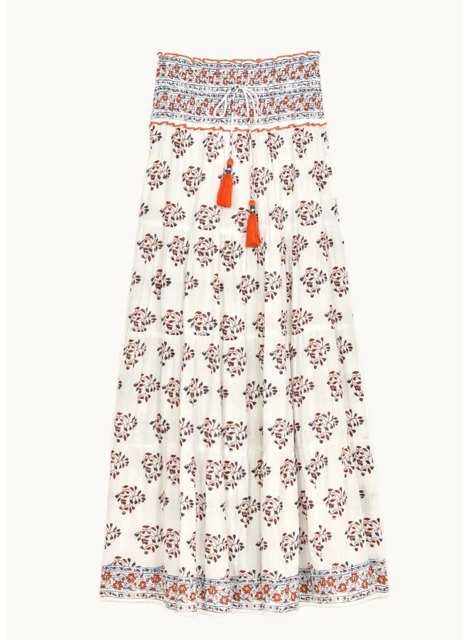 STELLA PRINT maxi skirt ecru/rust