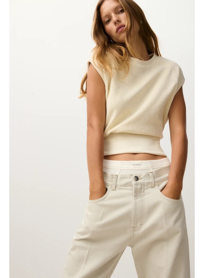 Waisted crewneck witherit beige