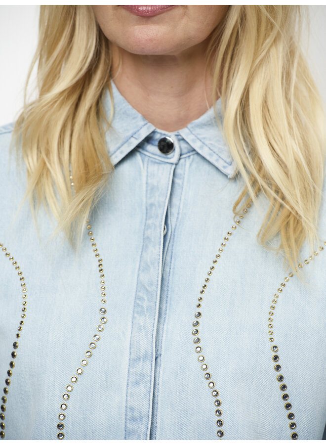 ZOFIA embellished denim shirt light blue