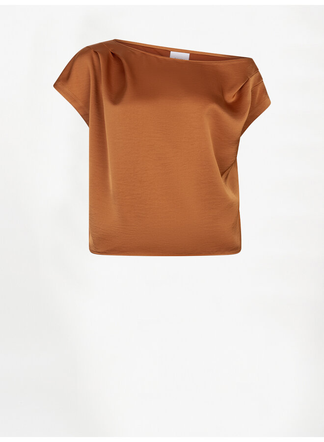 ROAM satin drapes top Sunset Orange