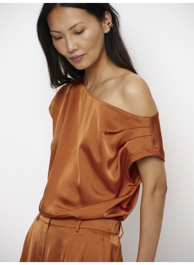 ROAM satin drapes top Sunset Orange