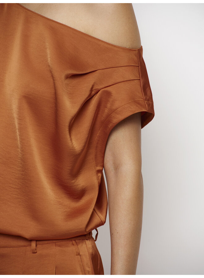 ROAM satin drapes top Sunset Orange