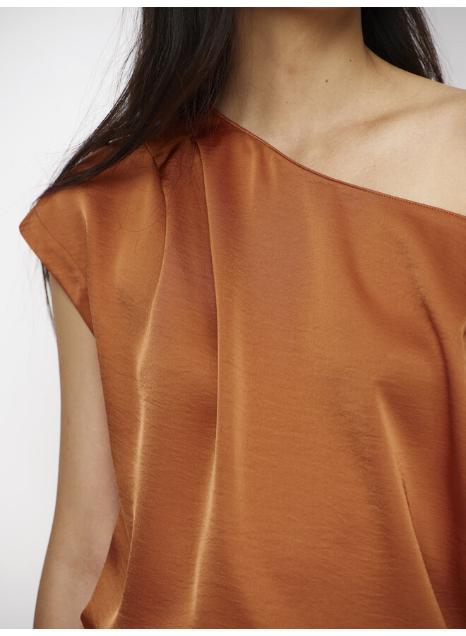ROAM satin drapes top Sunset Orange