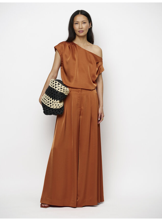 ONIQUE wide leg satin pants Sunset Orange