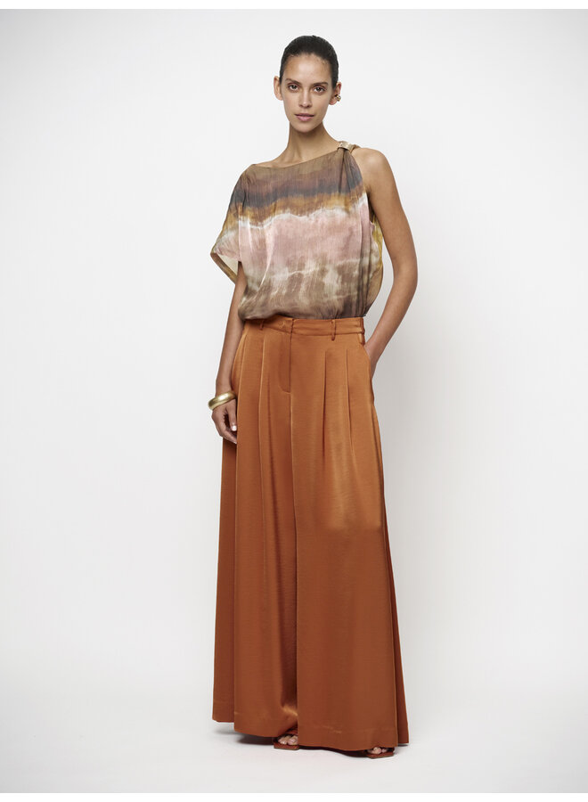 ONIQUE wide leg satin pants Sunset Orange