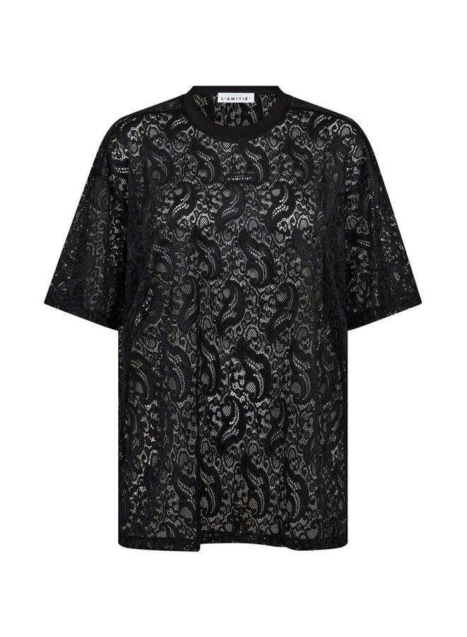 Summer Lace Loose Tee Black