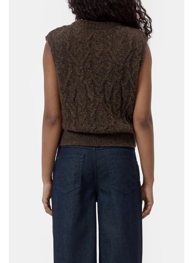 Crew neck vest Mahagony brown