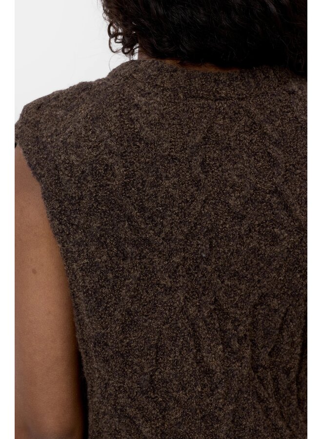 Crew neck vest Mahagony brown