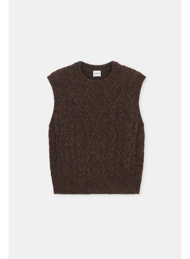 Crew neck vest Mahagony brown