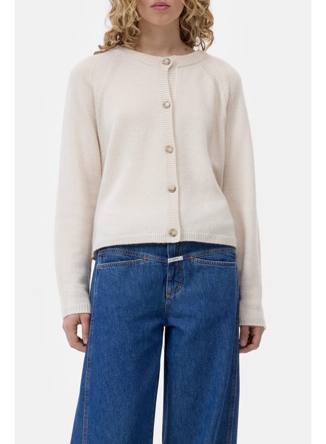 Crew Neck Cardigan Whipped cream
