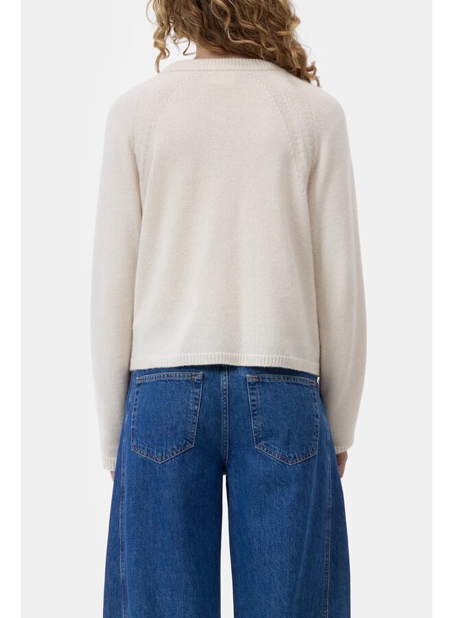 Crew Neck Cardigan Whipped cream