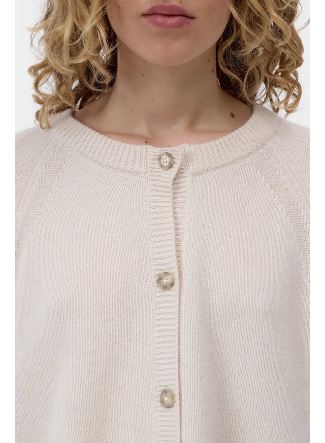 Crew Neck Cardigan Whipped cream