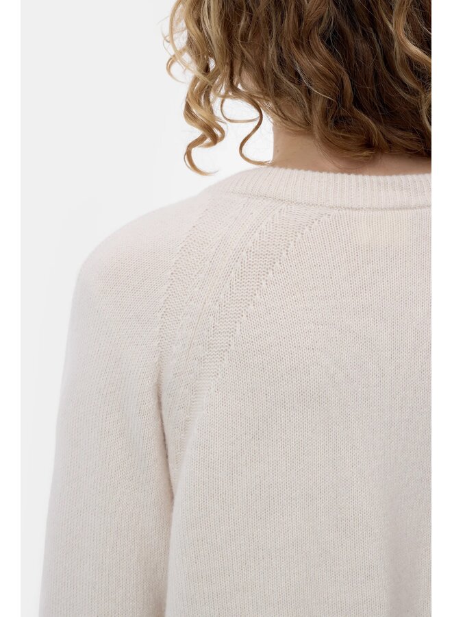 Crew Neck Cardigan Whipped cream