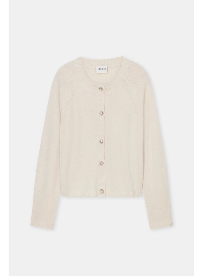 Crew Neck Cardigan Whipped cream