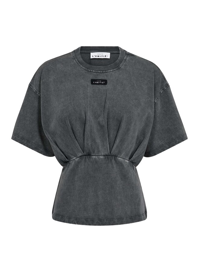 Romie Acid Pleat Tee Black Wash