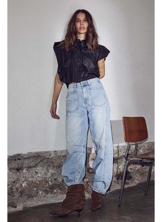 Barrel Front Pocket Tall Jeans bleached denim