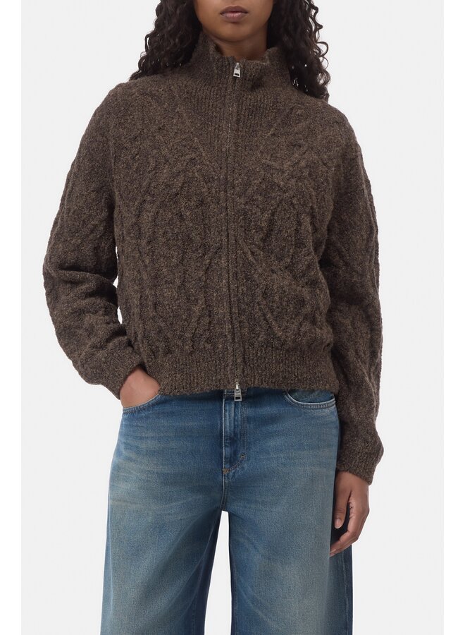 Troyer Zip Cardigan Mahagony brown
