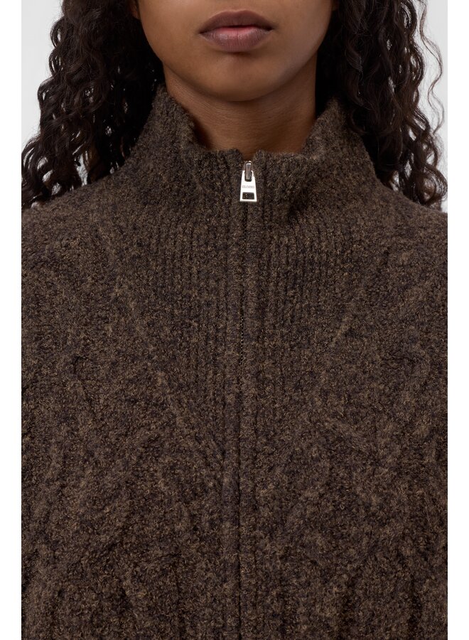 Troyer Zip Cardigan Mahagony brown