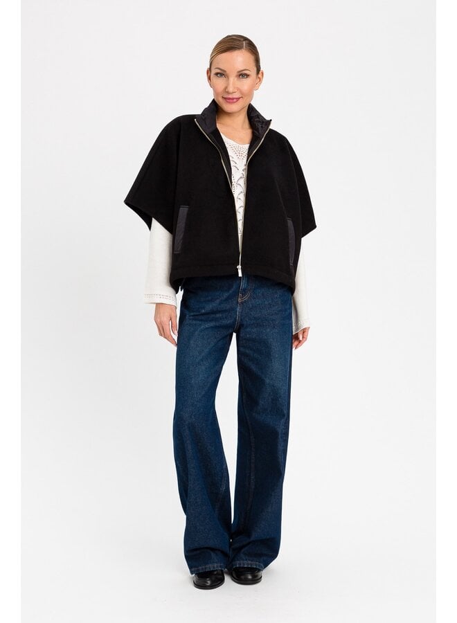 Wool poncho black