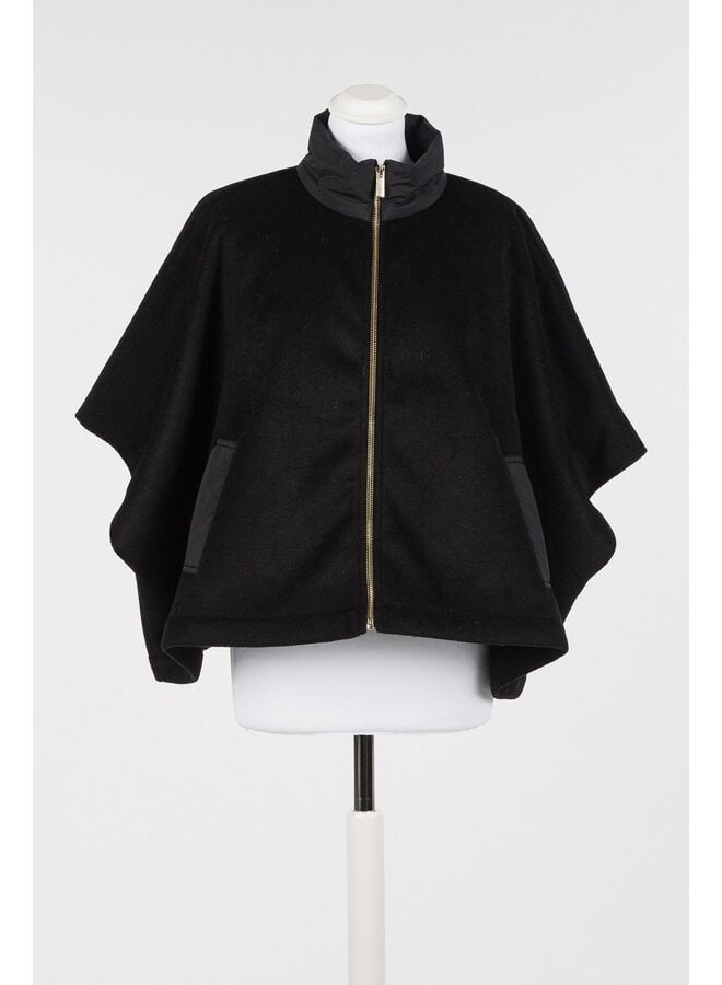 Wool poncho black