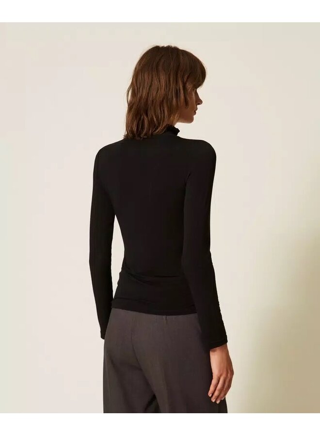 Turtleneck top with draping Nero