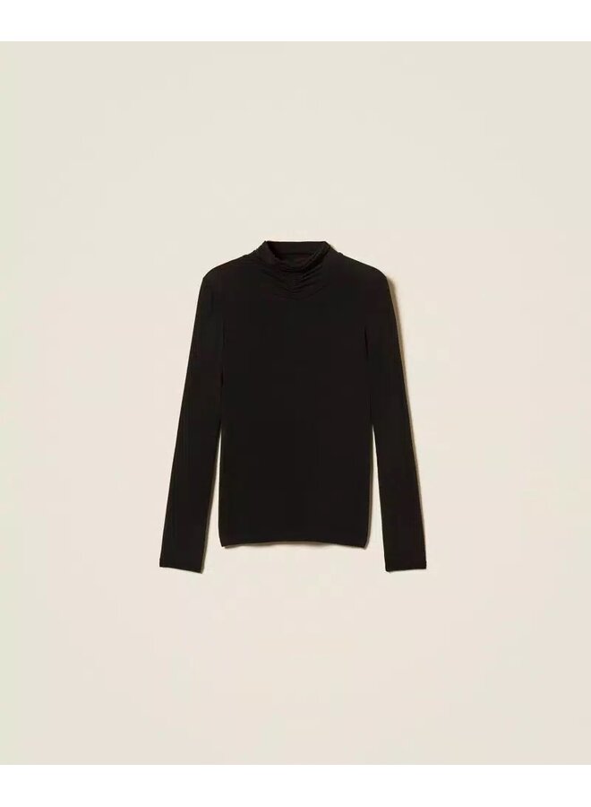 Turtleneck top with draping Nero