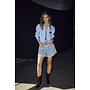 Crop Stripe Zip Shirt pale blue
