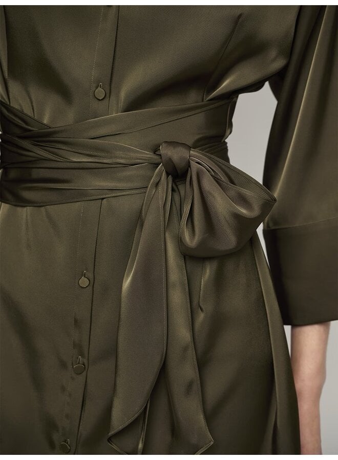 Satin dress NOANNE Moss Olive