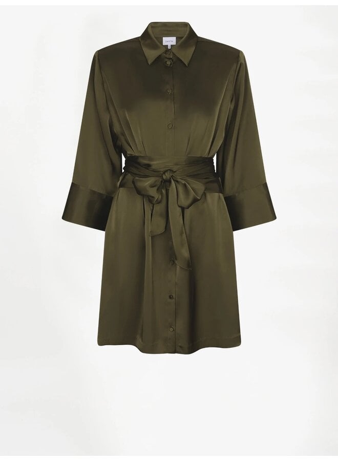 Satin dress NOANNE Moss Olive