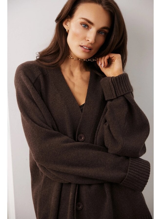 Florence Boyfriend Cardigan Cacao Melange