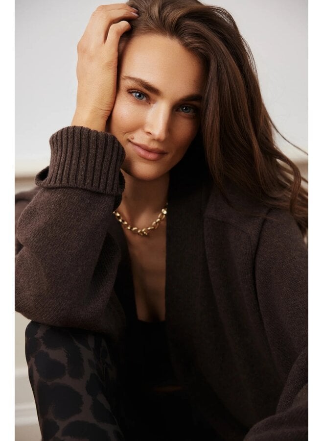 Florence Boyfriend Cardigan Cacao Melange