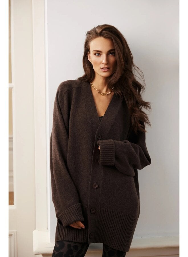 Florence Boyfriend Cardigan Cacao Melange
