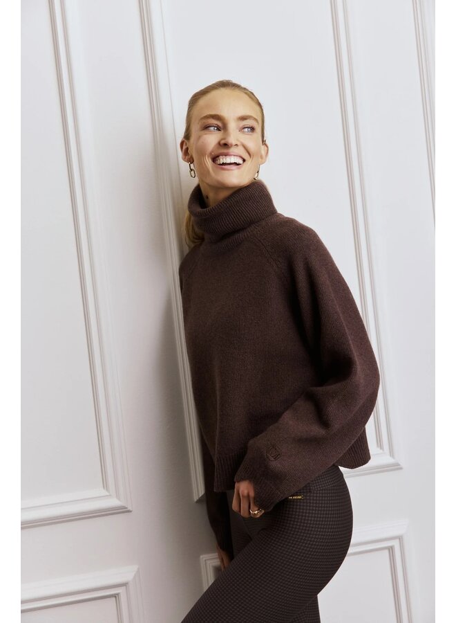 Lux Cropped Turtleneck Cacao Melange