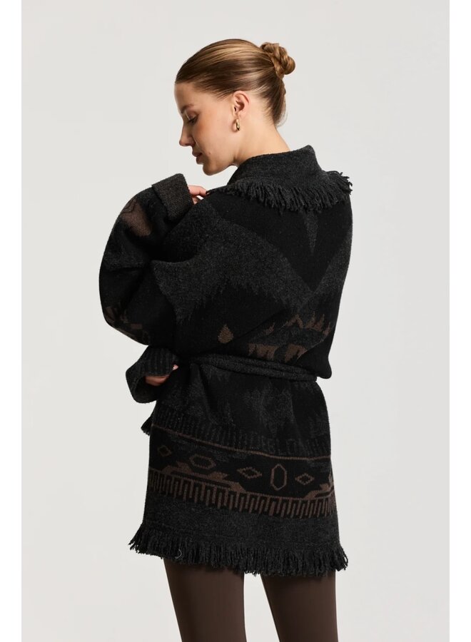 Ymke Cardigan Dusk Brown Black Sand