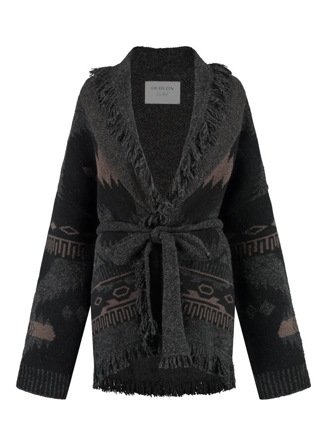 Ymke Cardigan Dusk Brown Black Sand