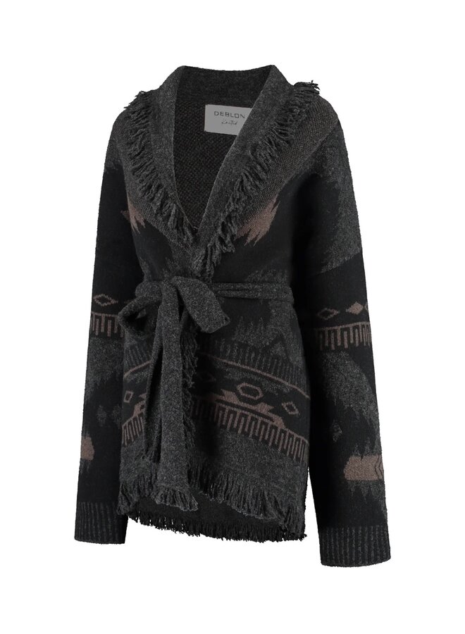 Ymke Cardigan Dusk Brown Black Sand