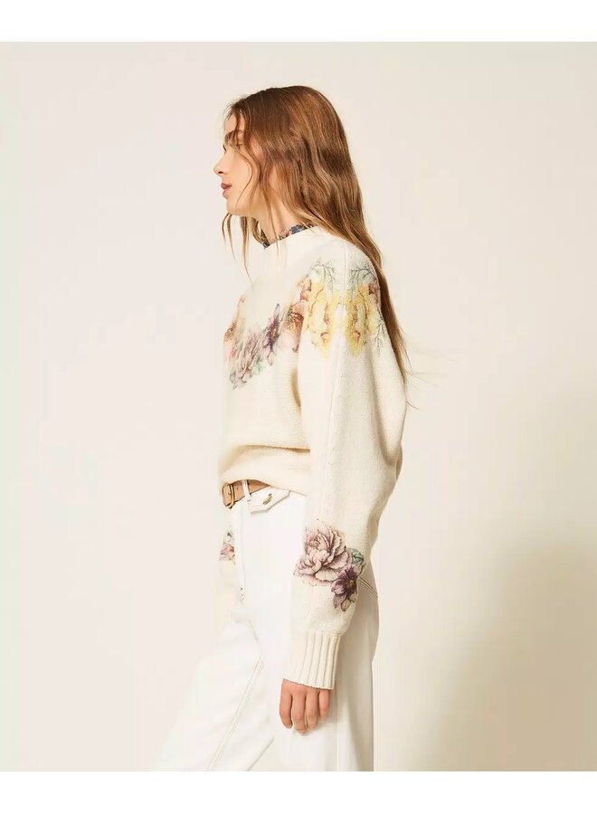 Wool blend jumper Flower print