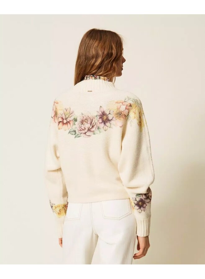 Wool blend jumper Flower print