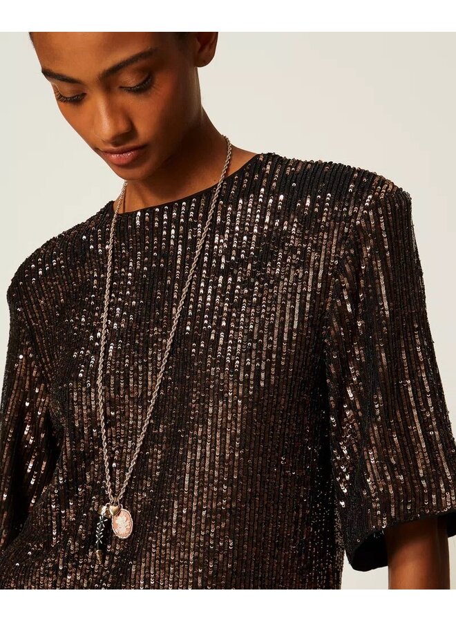 Sequins stripes brown