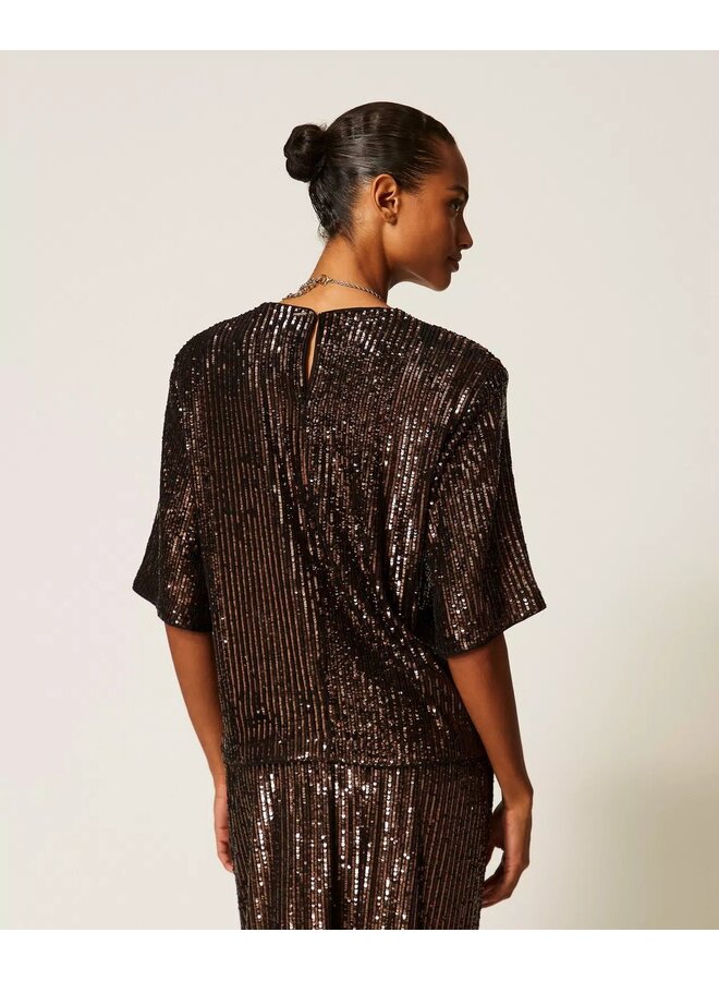 Sequins stripes brown