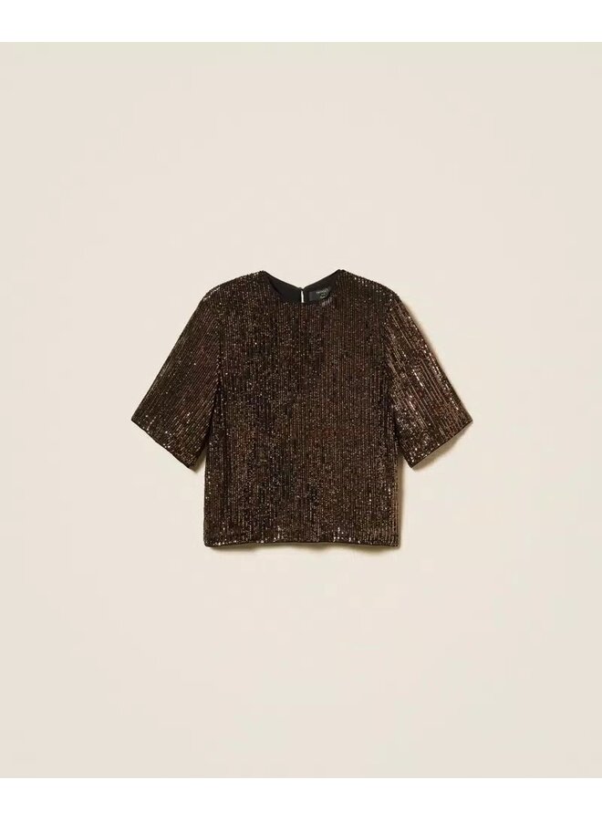 Sequins stripes brown