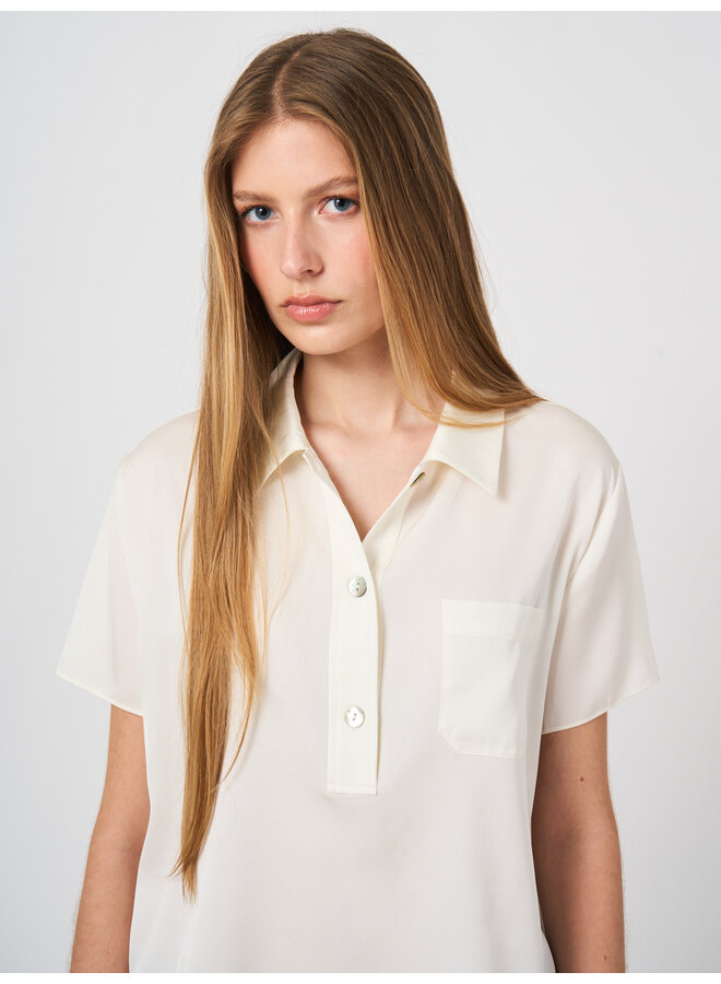 Silk blouse short sleeves cream