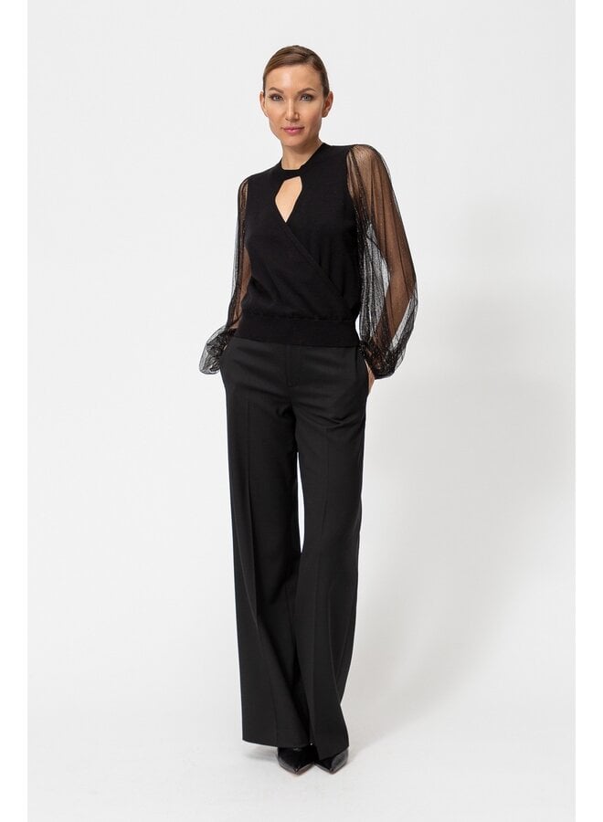 Jumper with tulle sleeves black
