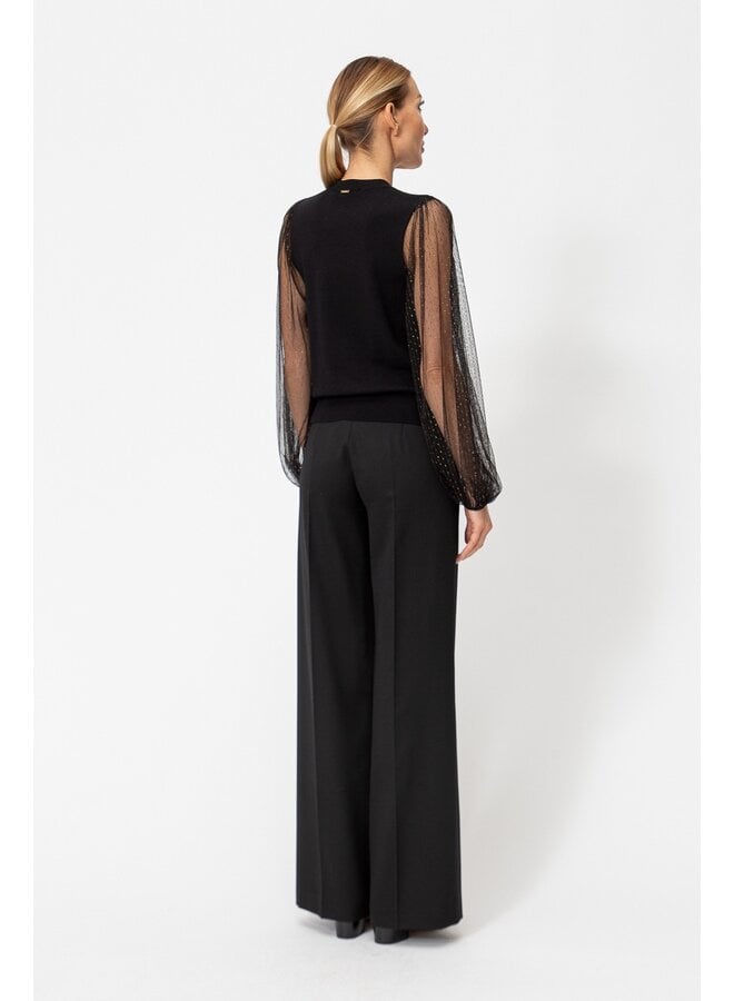 Jumper with tulle sleeves black