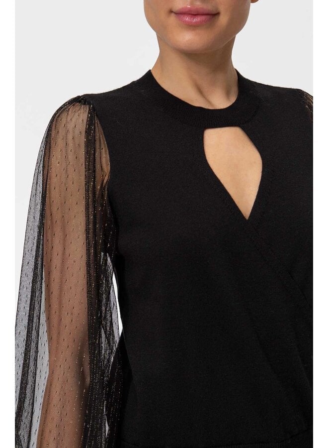 Jumper with tulle sleeves black