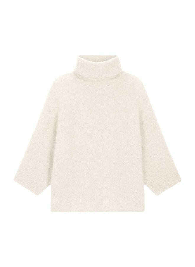 Sweater met coll Ivory (kid mohair/merino)