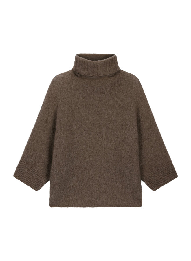 Sweater met coll Dark Mink (kid mohair/merino)