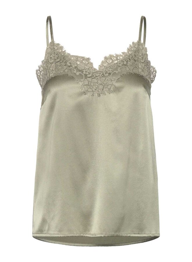 JADE silk strap lace top Seagrass