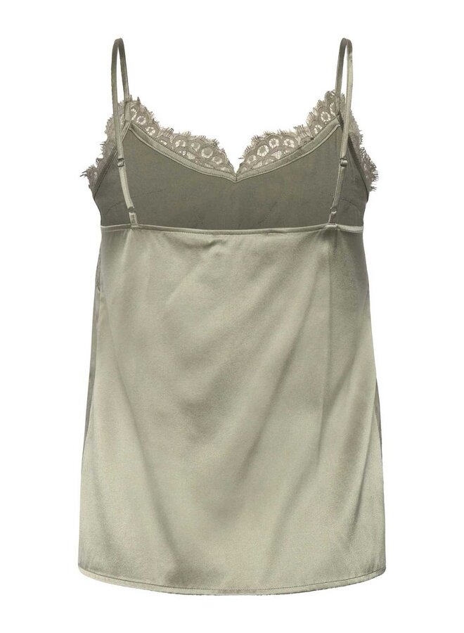 JADE silk strap lace top Seagrass