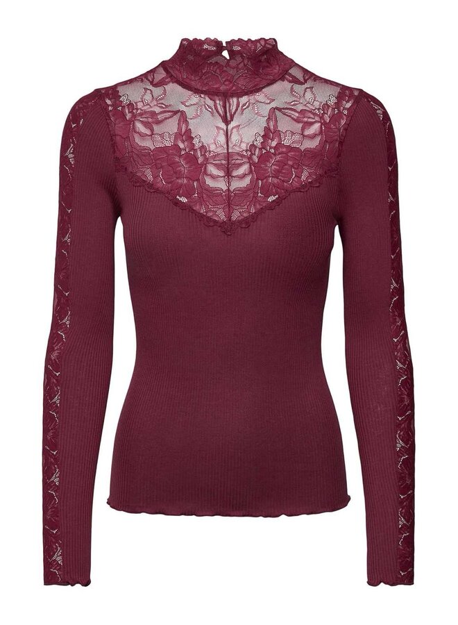 BEATHA silk lace top Windsor wine